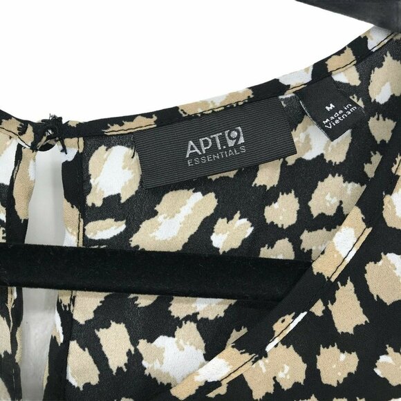 Apt.9 Blouse Women's Sz M Beige Black Shell Sleeveless Round Neck Back Keyhole - Picture 5 of 10